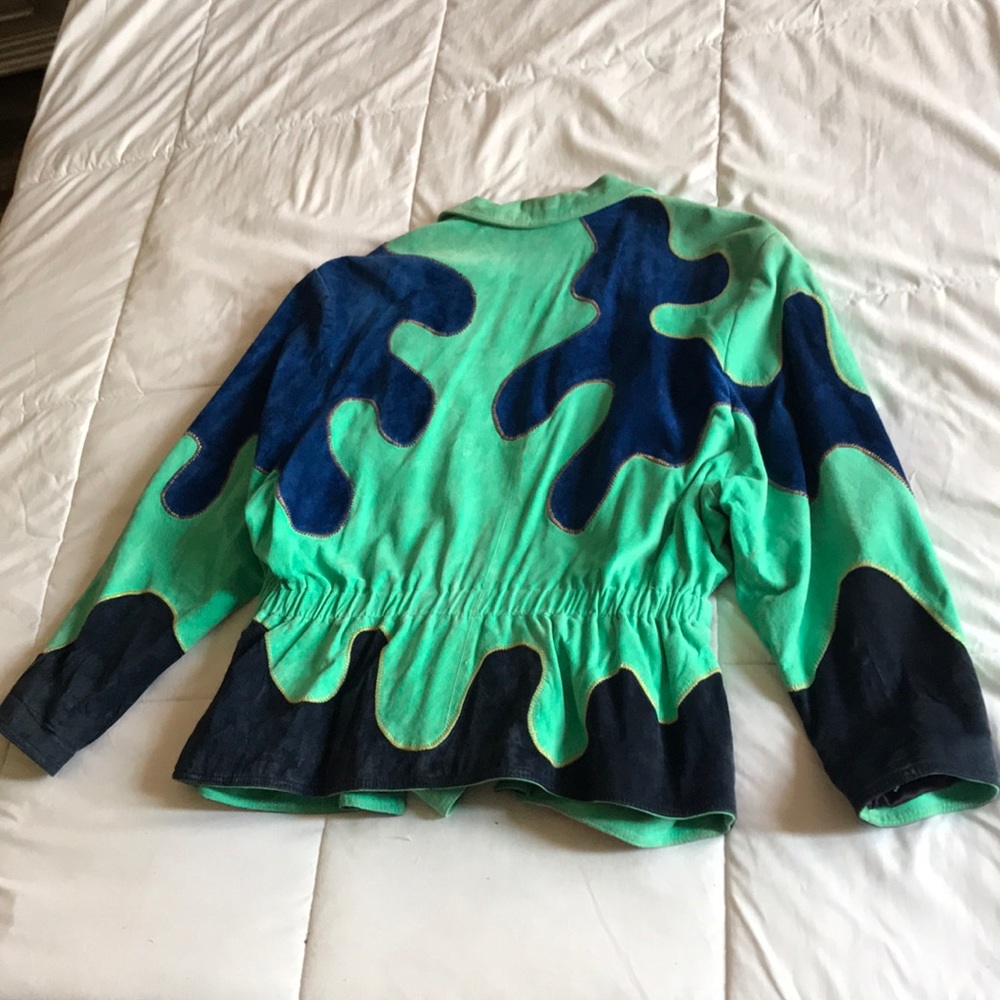 Genuine leather vintage suede coat psychedelic